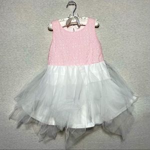 NWOT soft fairy-like white tulle pink lace dress size 3T